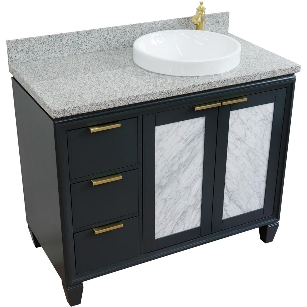 Single vanity in Dark Gray with Gray granite and round sink. Picture 12