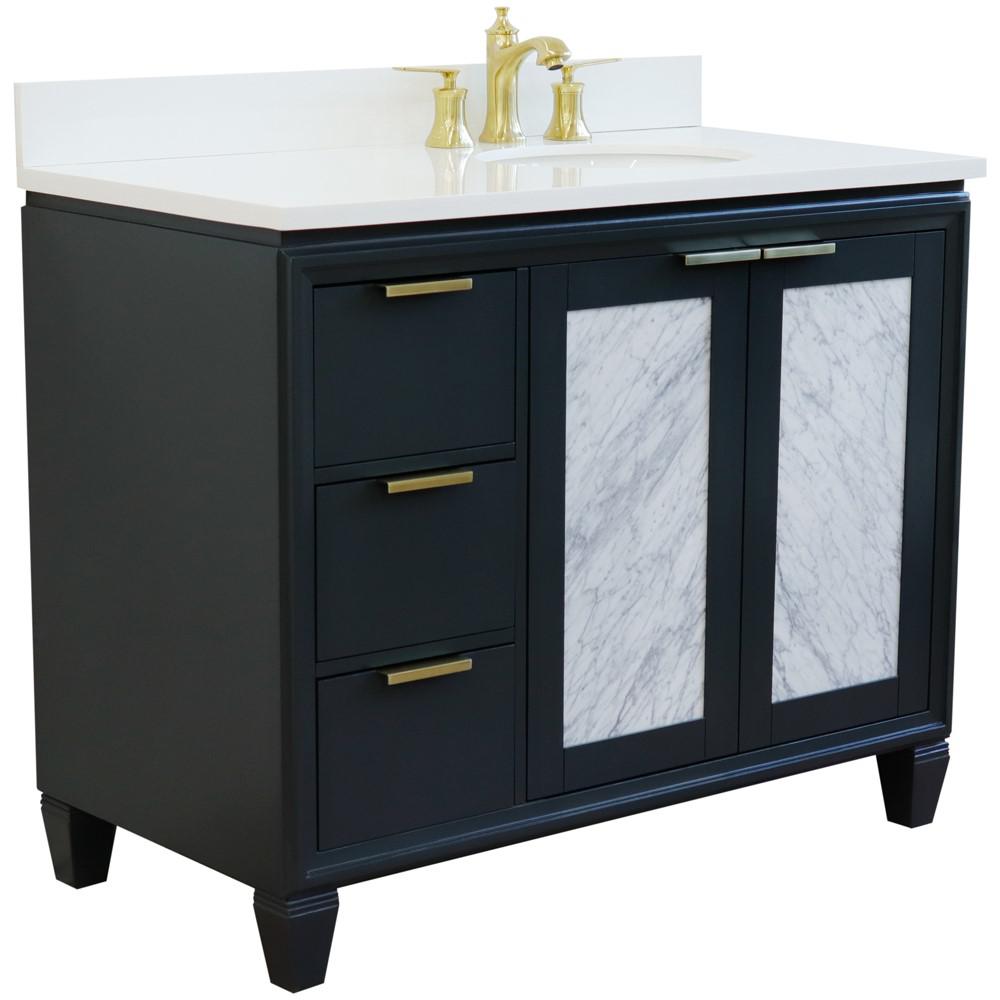 Single vanity in Dark Gray with White quartz and oval sink. Picture 6