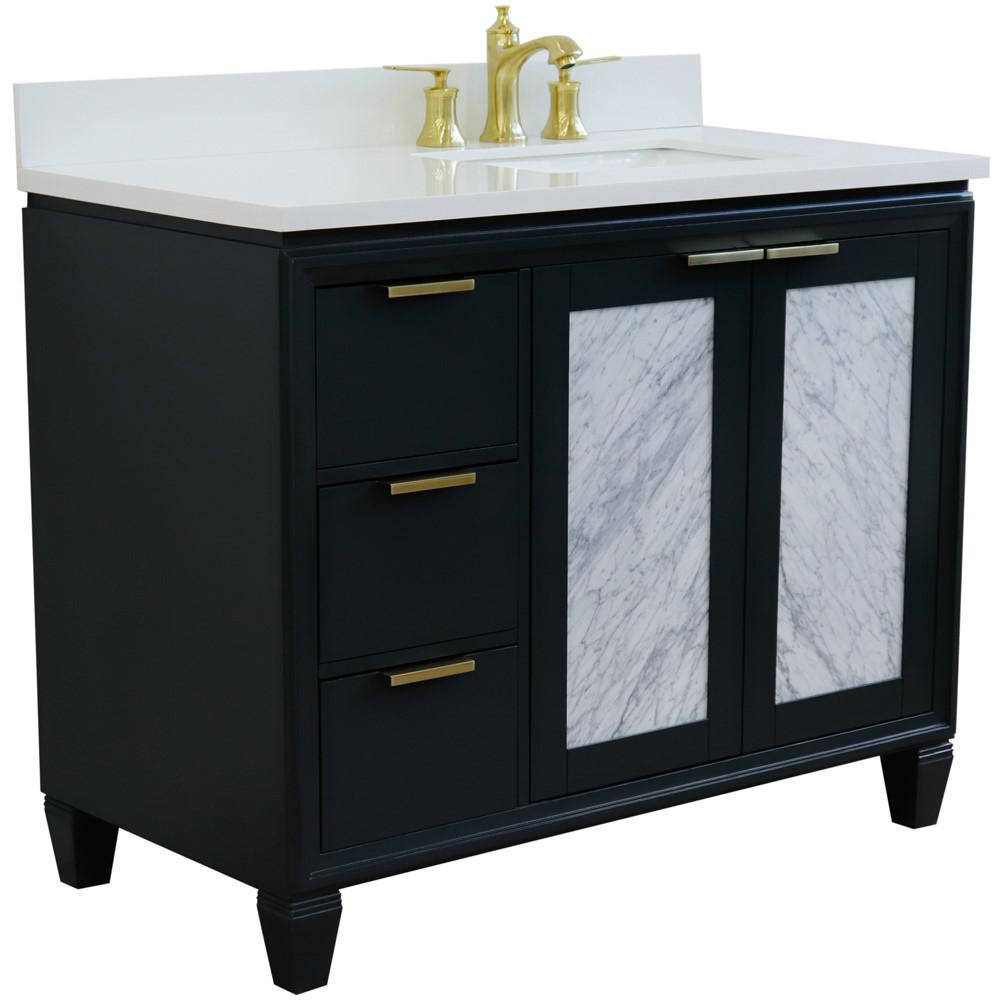 Single vanity in Dark Gray with White quartz and rectangle sink. Picture 6