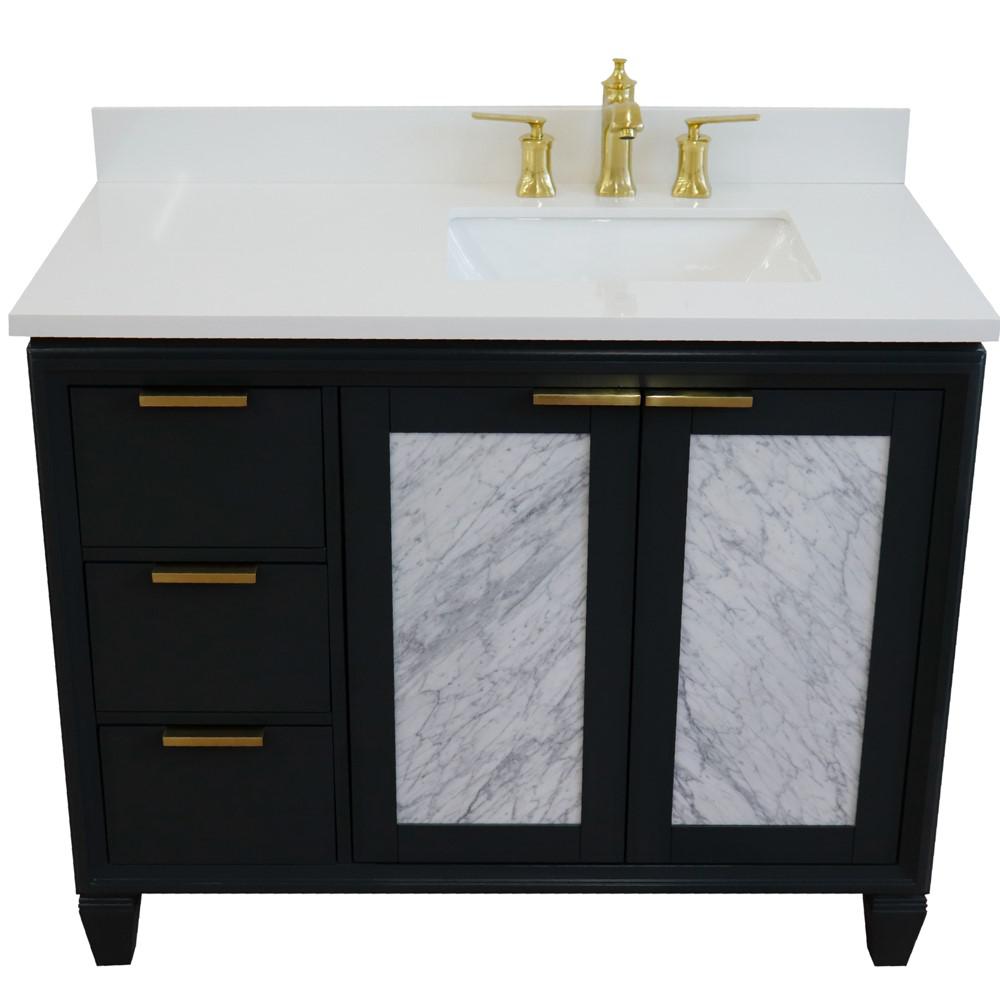 Single vanity in Dark Gray with White quartz and rectangle sink. Picture 11