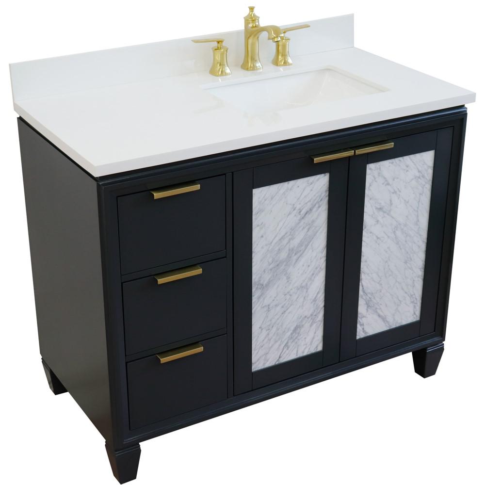 Single vanity in Dark Gray with White quartz and rectangle sink. Picture 12