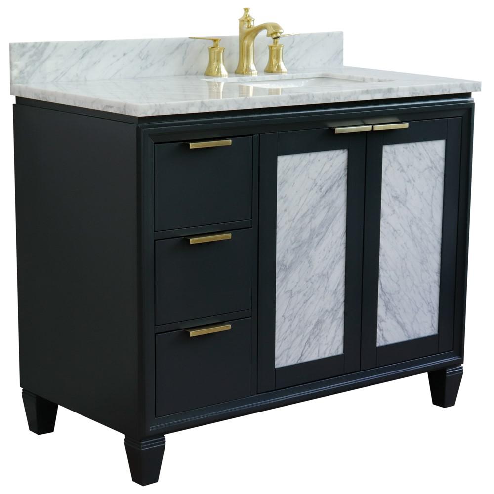 Single vanity in Dark Gray with White Carrara and rectangle sink. Picture 6