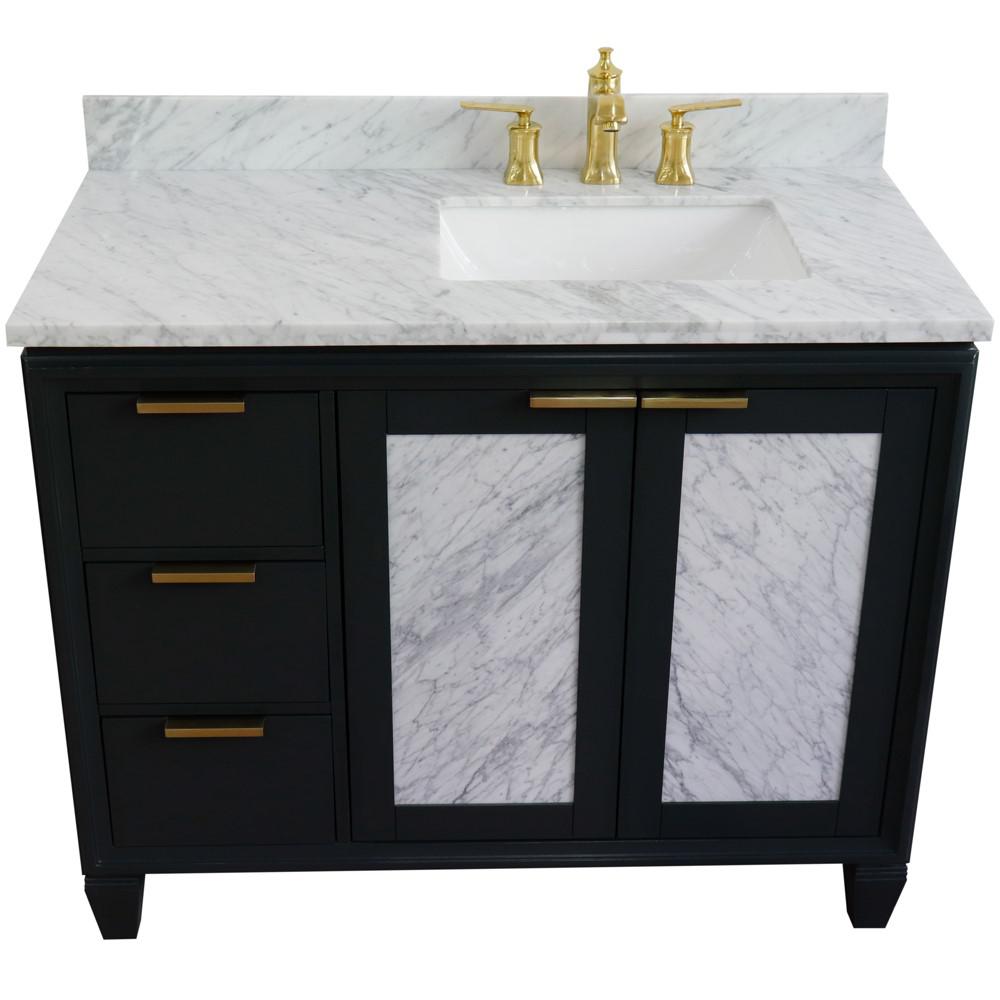 Single vanity in Dark Gray with White Carrara and rectangle sink. Picture 11