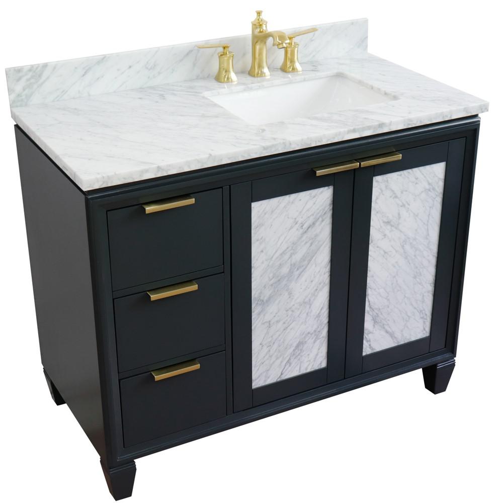 Single vanity in Dark Gray with White Carrara and rectangle sink. Picture 12