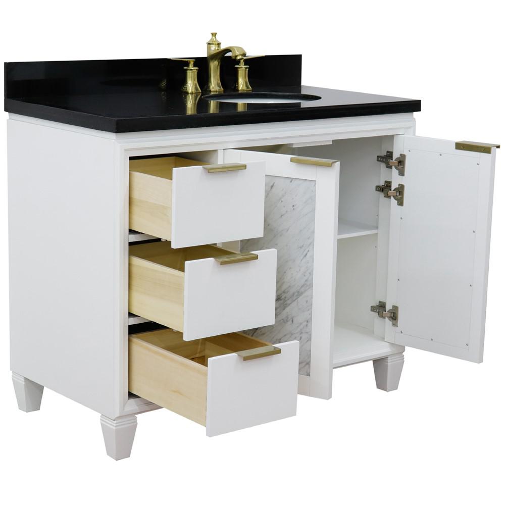 Single vanity in White with Black galaxy and oval sink. Picture 7
