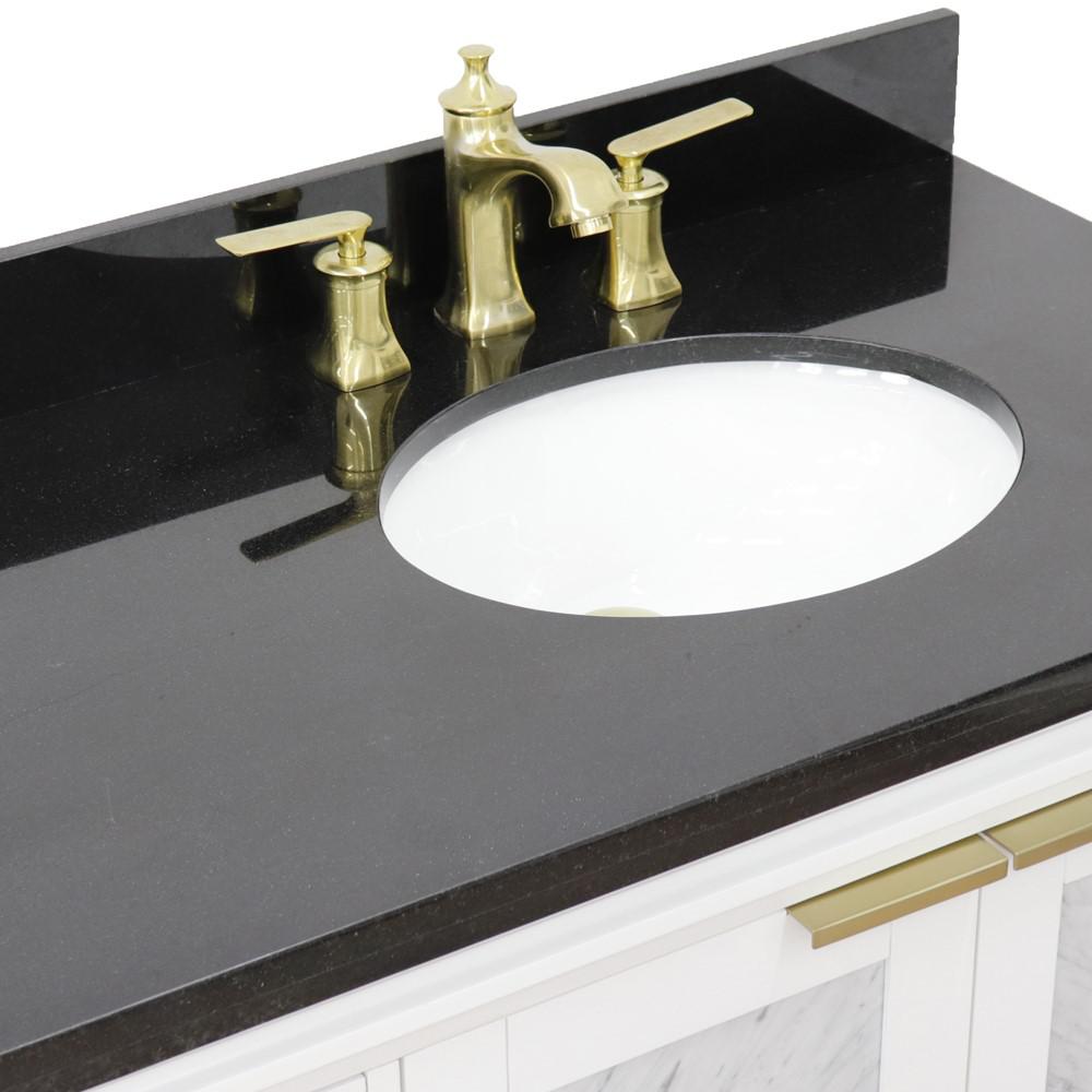 Single vanity in White with Black galaxy and oval sink. Picture 9