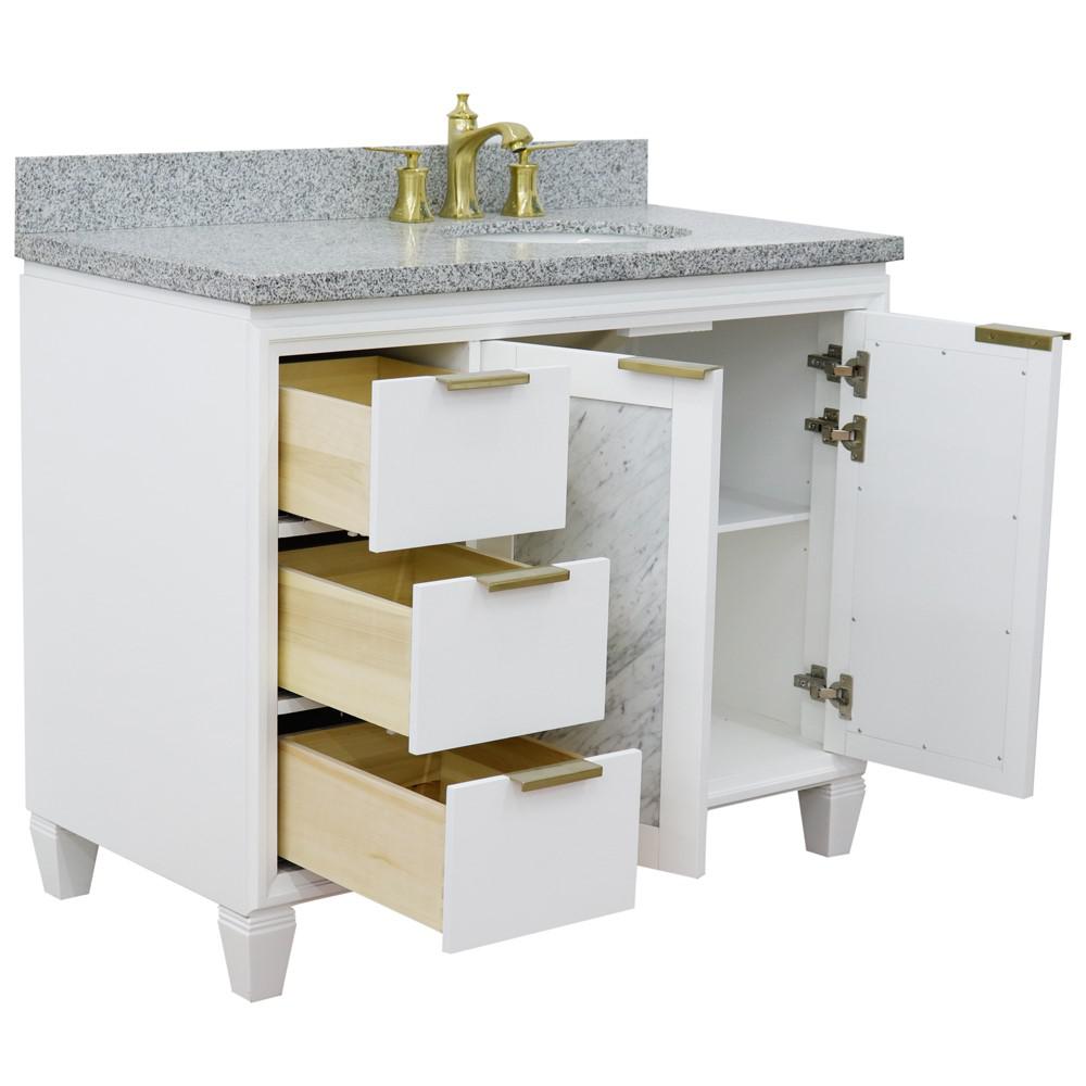 Single vanity in White with Gray granite and oval sink. Picture 7