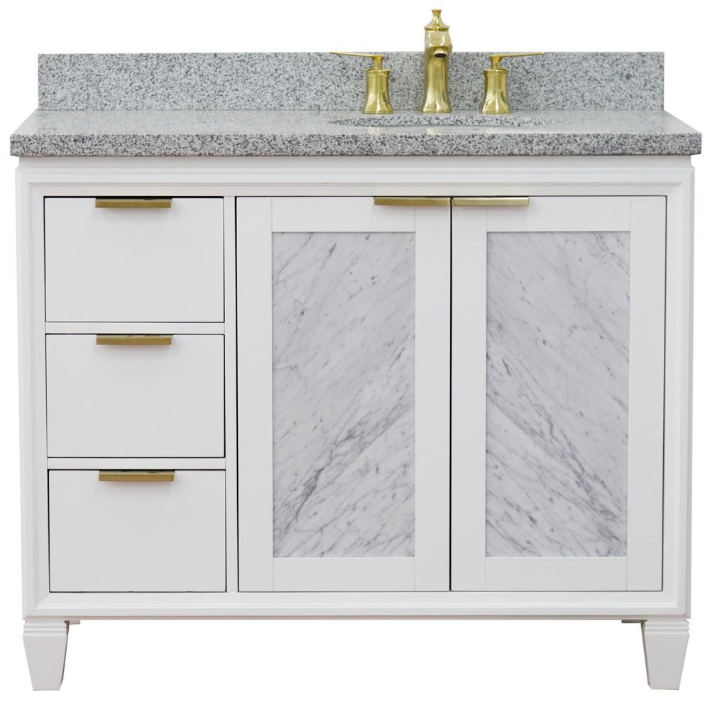 Single vanity in White with Gray granite and oval sink. Picture 8