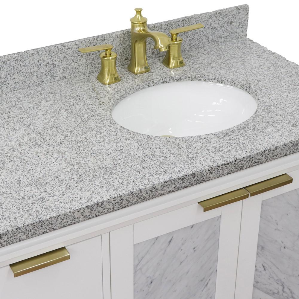 Single vanity in White with Gray granite and oval sink. Picture 9
