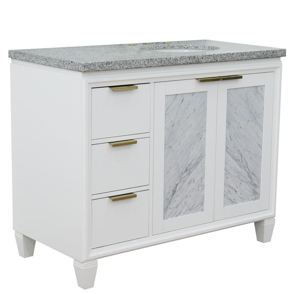 Single vanity in White with Gray granite and oval sink. Picture 15