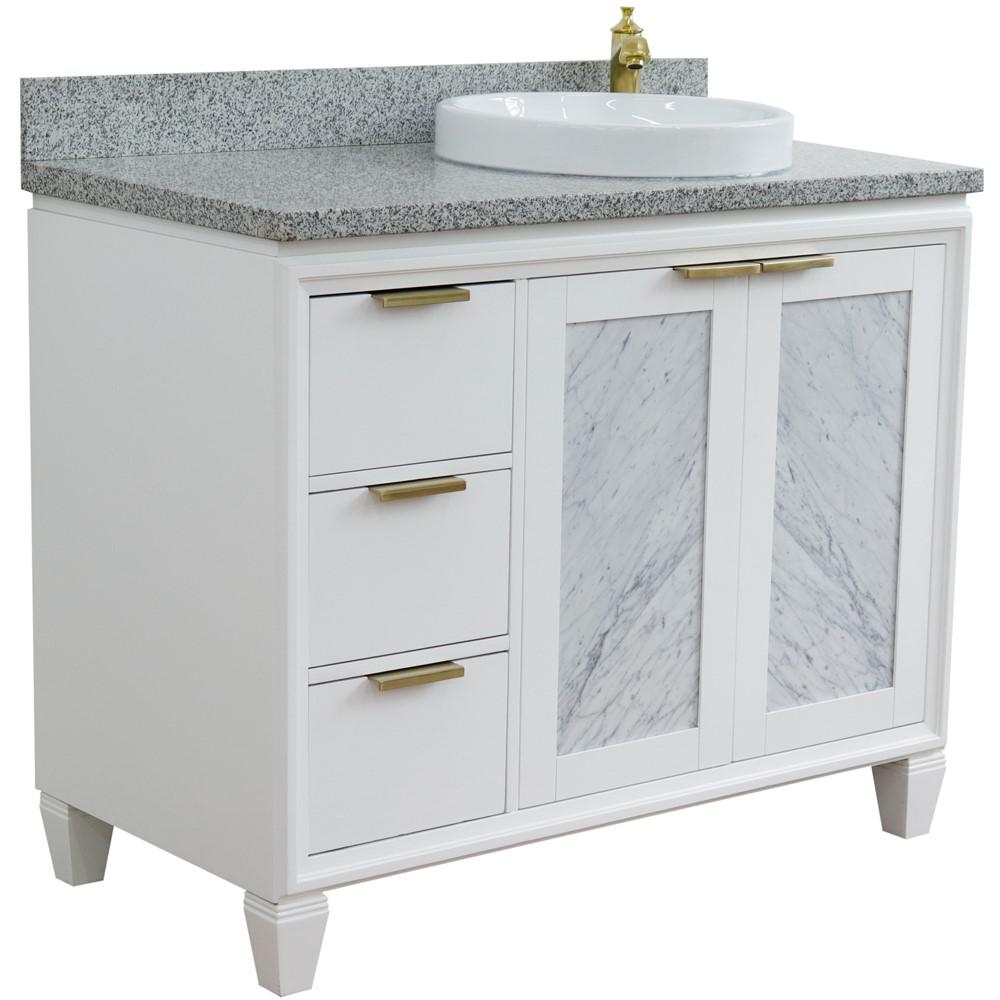 Single vanity in White with Gray granite and round sink. Picture 6