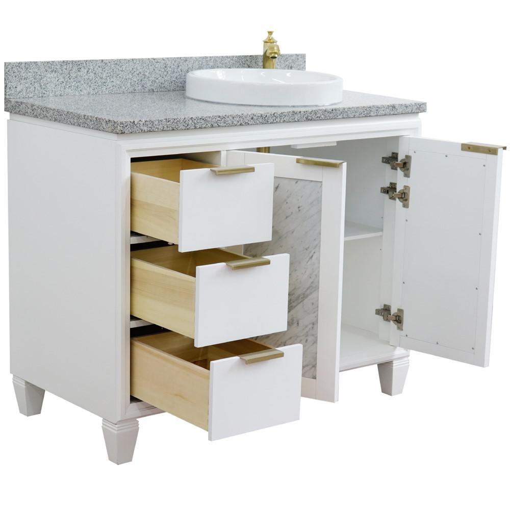 Single vanity in White with Gray granite and round sink. Picture 7