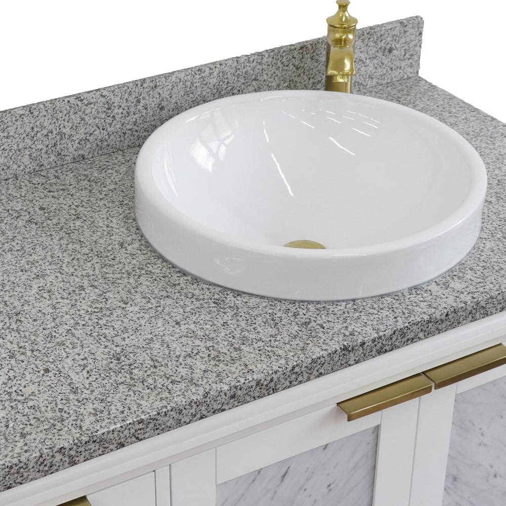 Single vanity in White with Gray granite and round sink. Picture 9