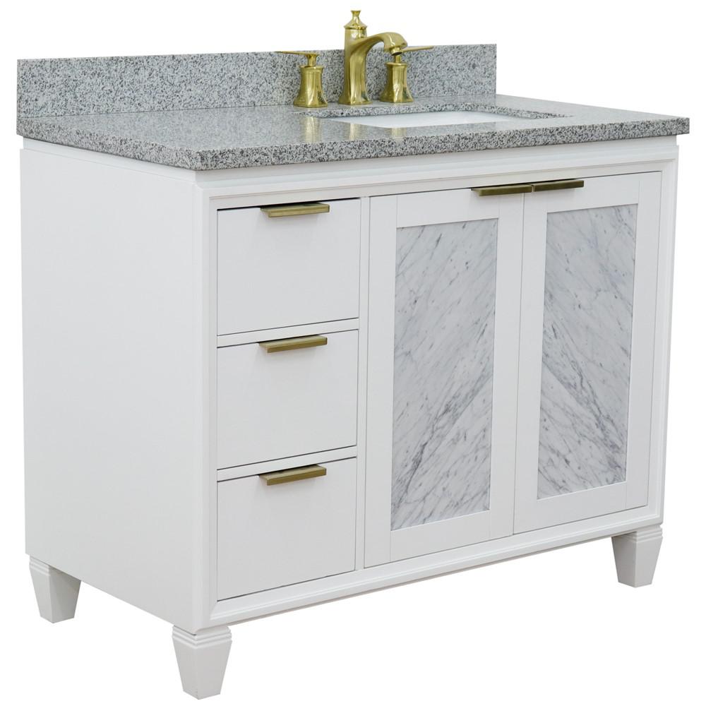 Single vanity in White with Gray granite and rectangle sink. Picture 6