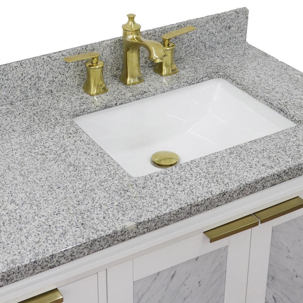 Single vanity in White with Gray granite and rectangle sink. Picture 9