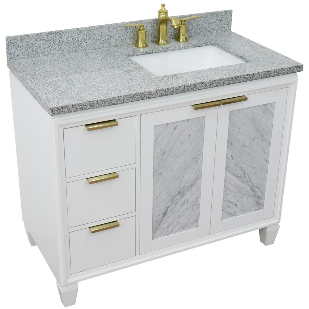 Single vanity in White with Gray granite and rectangle sink. Picture 12
