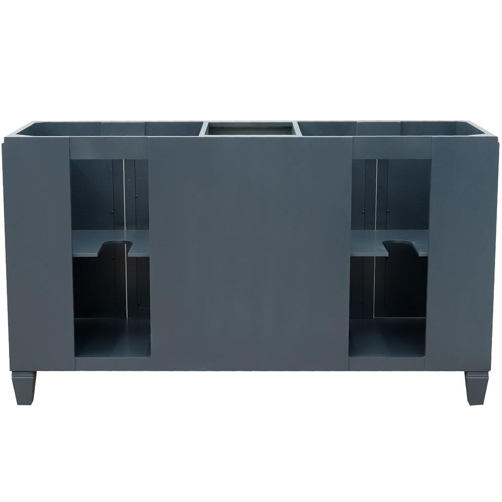 61 Double sink vanity in Dark Gray finish with White quartz and rectangle sink. Picture 10
