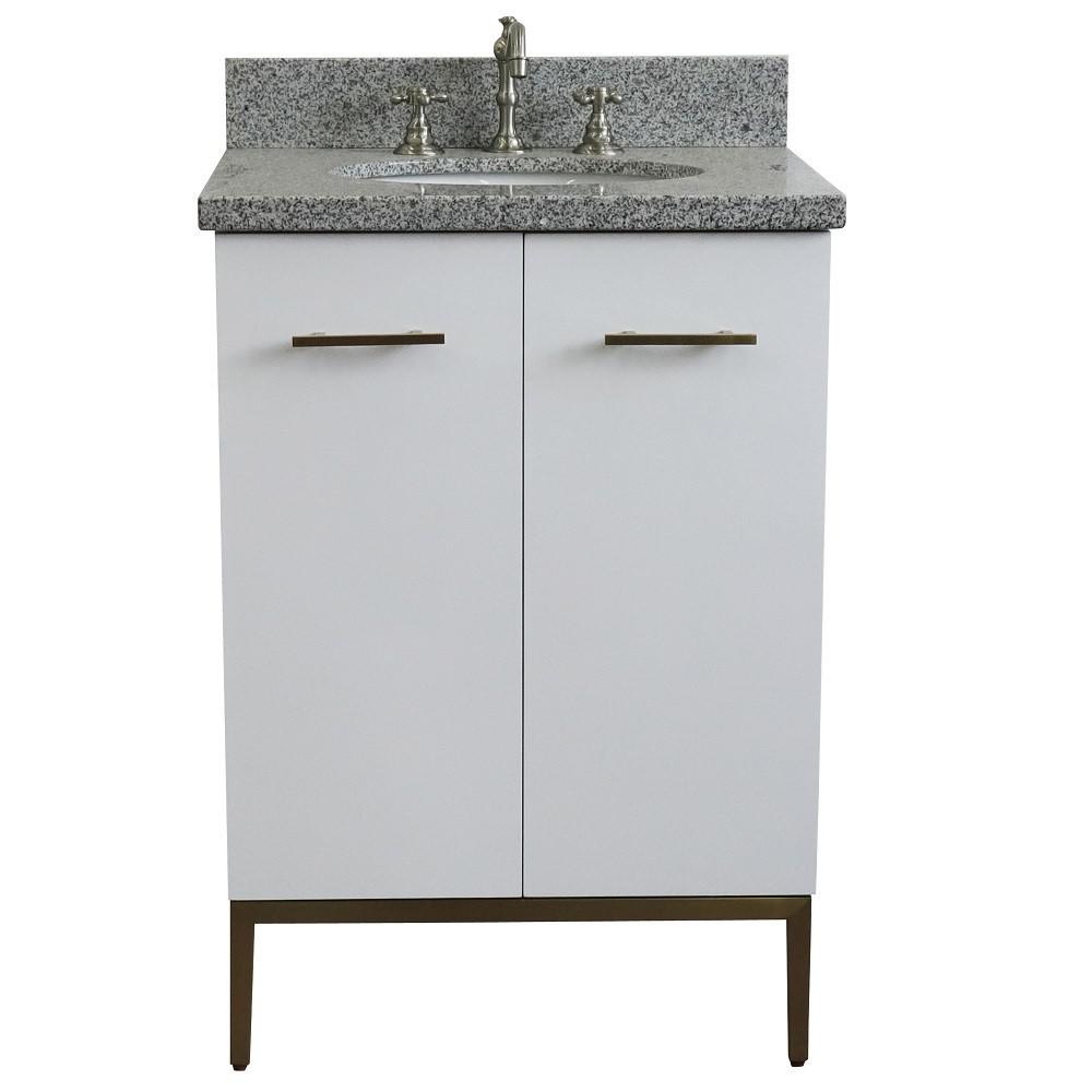 25 Single sink vanity in White finish with Gray granite and oval sink. Picture 9