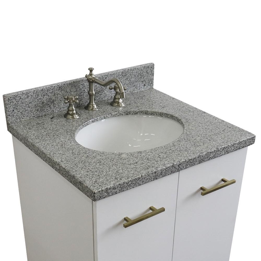 25 Single sink vanity in White finish with Gray granite and oval sink. Picture 10