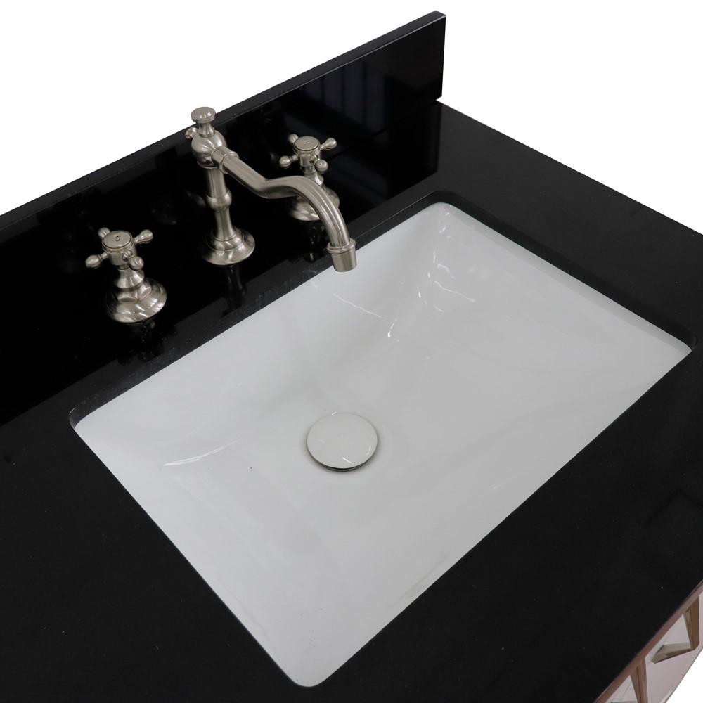 Double sink vanity in White with Black galaxy granite and rectangle sink. Picture 14
