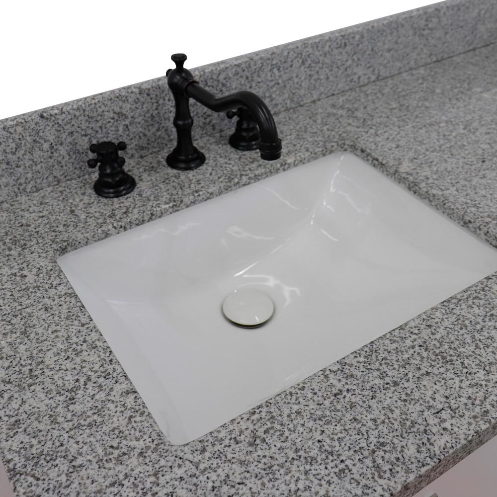 61 Double sink vanity in White finish with Gray granite and rectangle sink. Picture 15