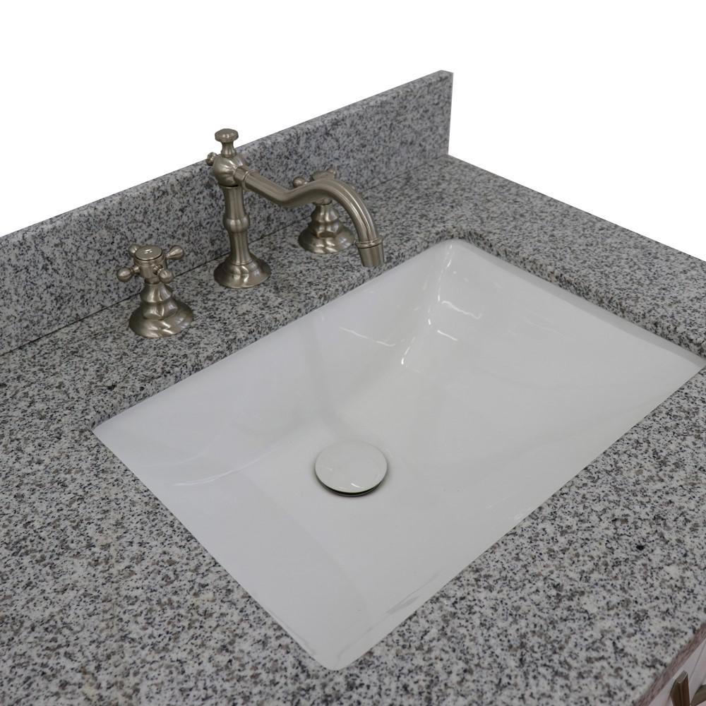 61 Double sink vanity in White finish with Gray granite and rectangle sink. Picture 16