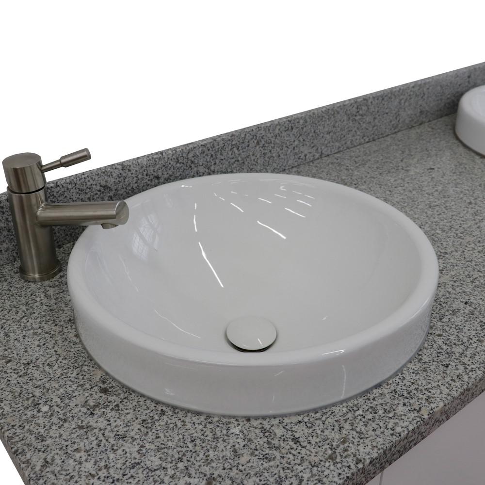 61 Double sink vanity in White finish with Gray granite and rectangle sink. Picture 24