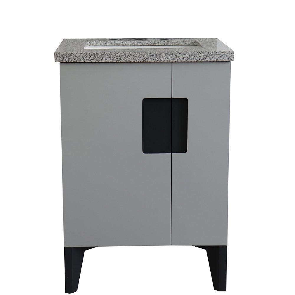 25 Single sink vanity in Light Gray finish with Gray granite and rectangle sink. Picture 5