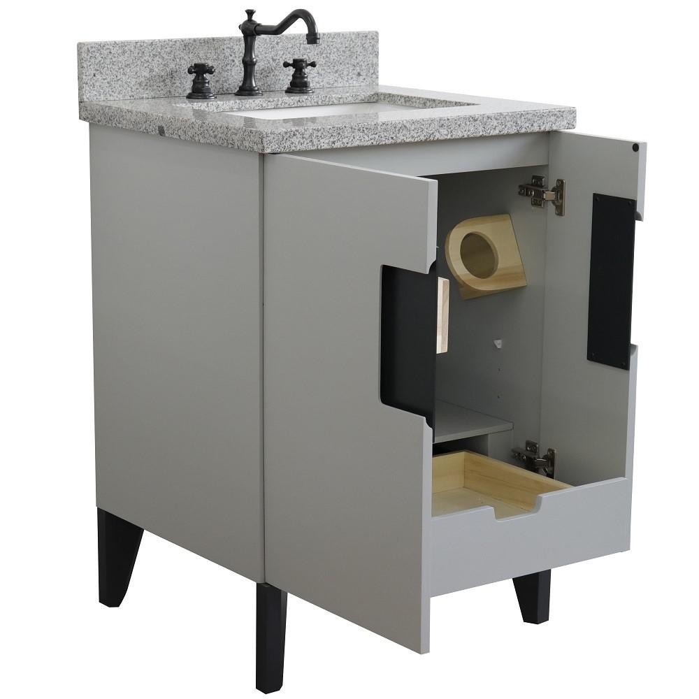 25 Single sink vanity in Light Gray finish with Gray granite and rectangle sink. Picture 8