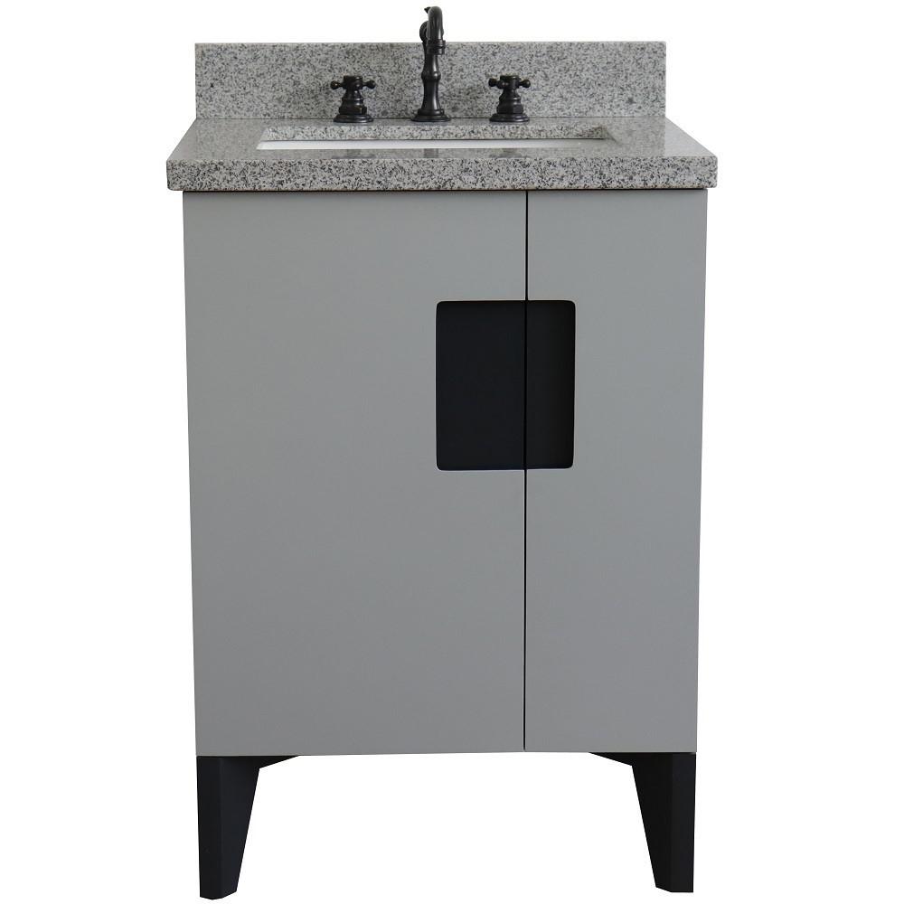 25 Single sink vanity in Light Gray finish with Gray granite and rectangle sink. Picture 9
