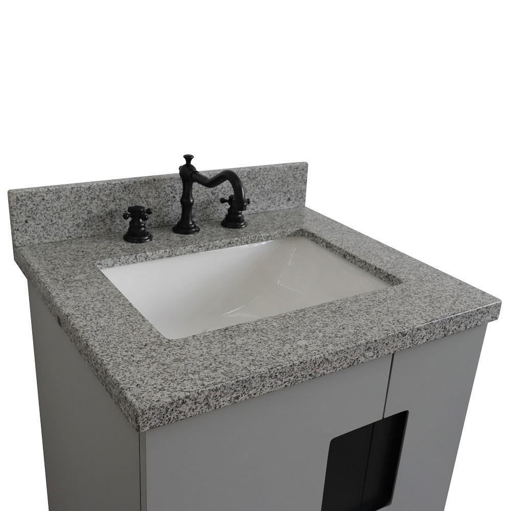 25 Single sink vanity in Light Gray finish with Gray granite and rectangle sink. Picture 10