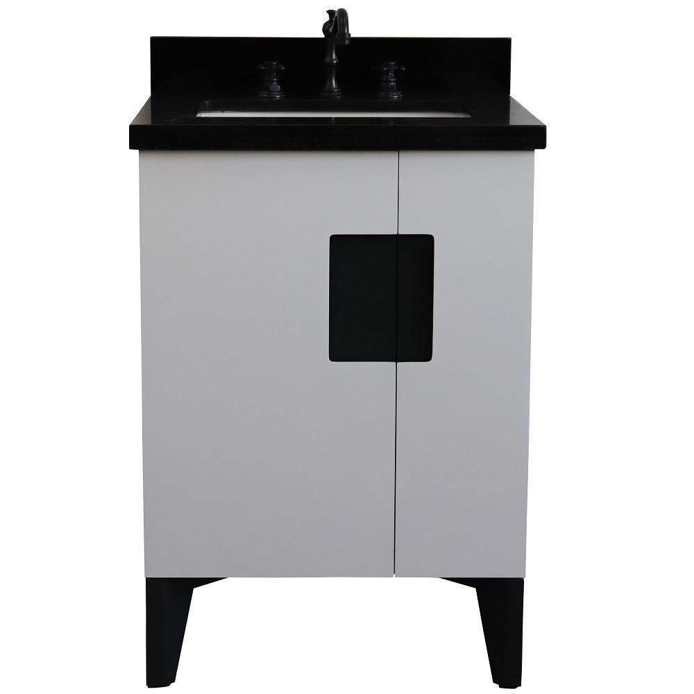 Single sink vanity in White with Black galaxy granite and rectangle sink. Picture 8