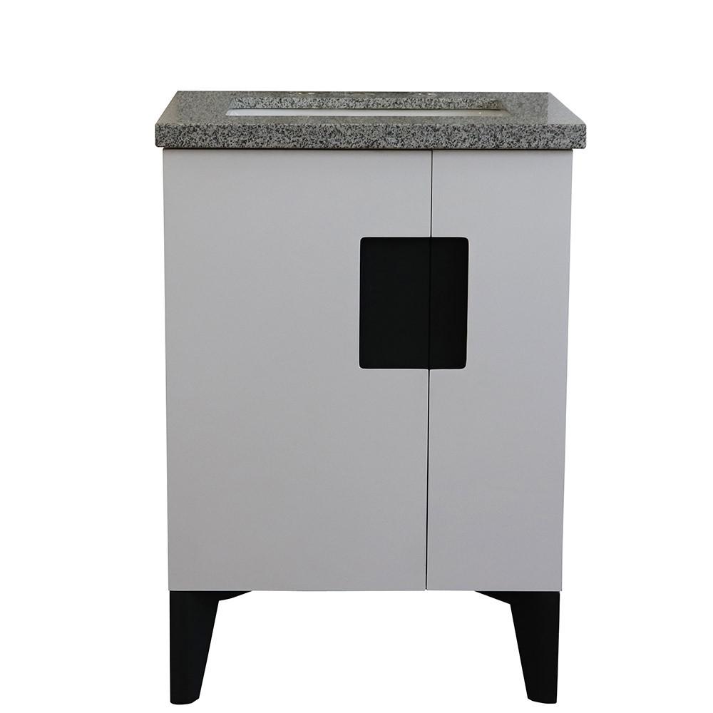 25 Single sink vanity in White finish with Gray granite and rectangle sink. Picture 5