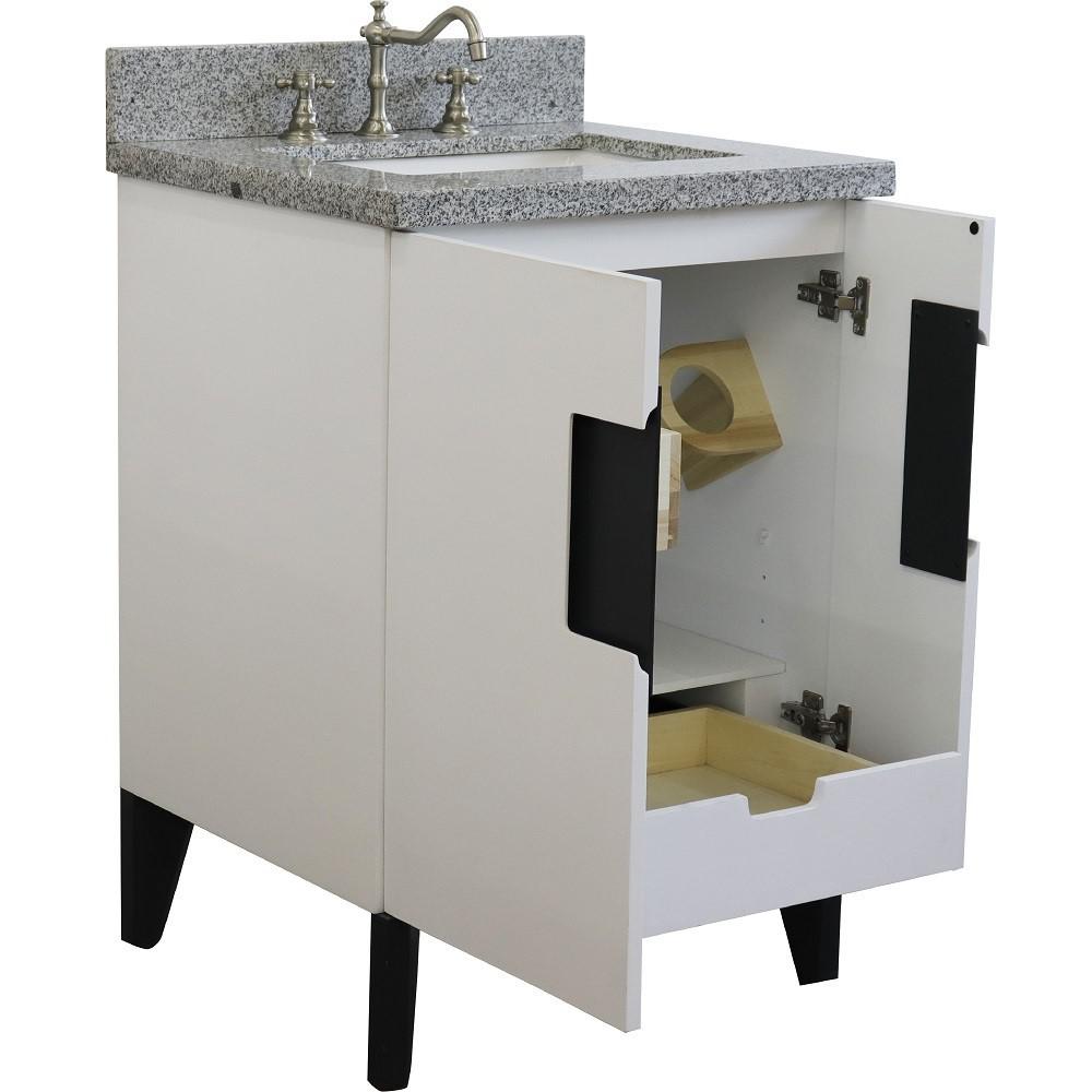 25 Single sink vanity in White finish with Gray granite and rectangle sink. Picture 8
