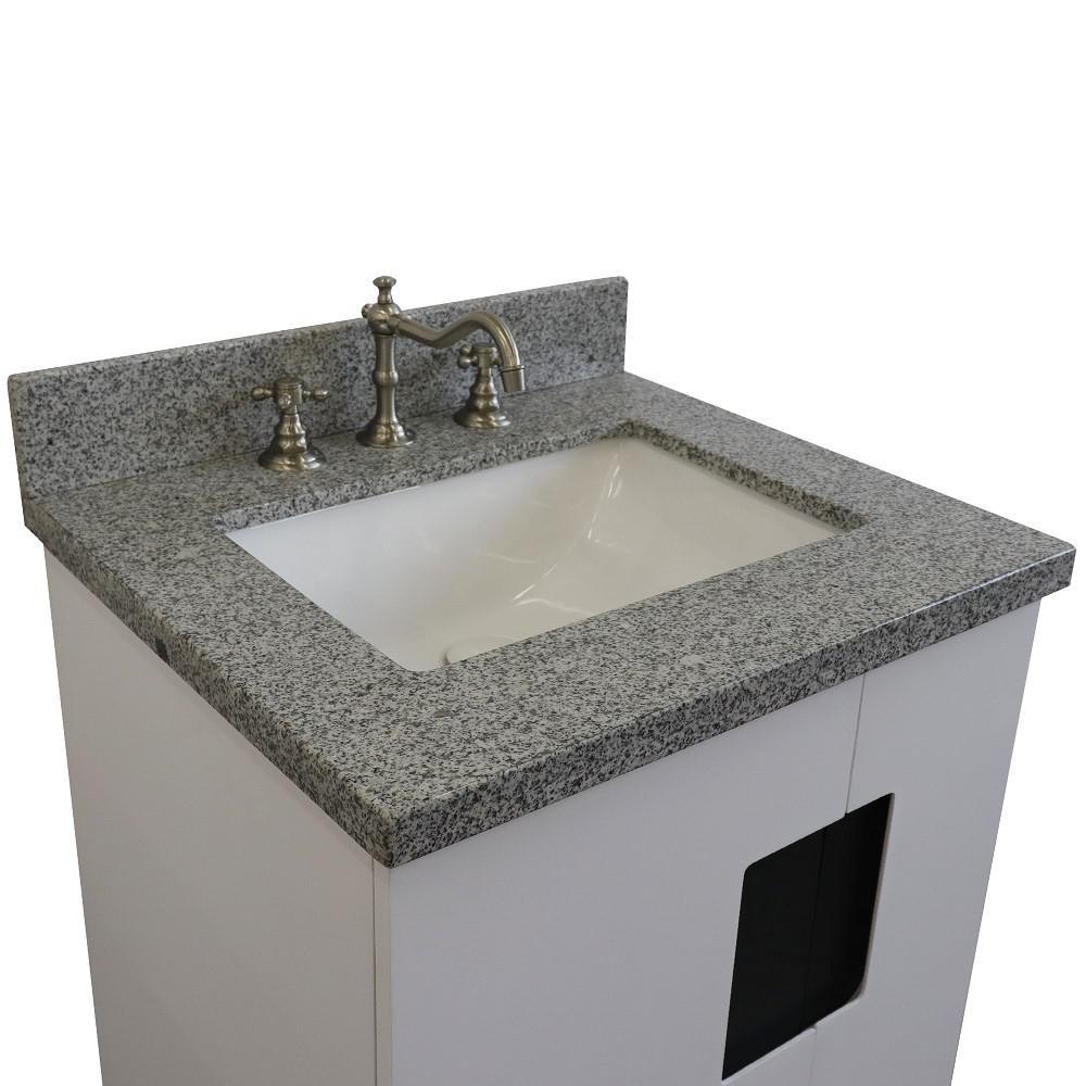 25 Single sink vanity in White finish with Gray granite and rectangle sink. Picture 10