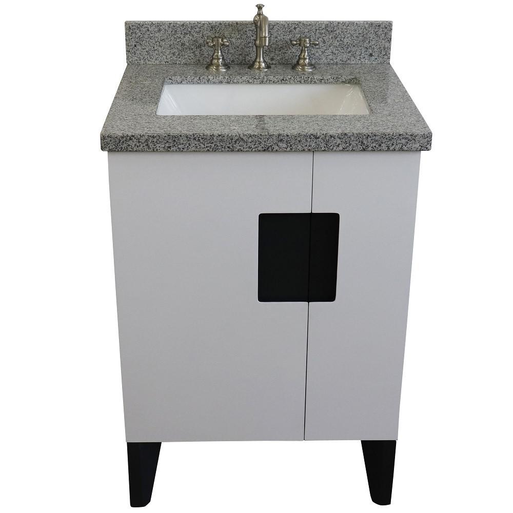 25 Single sink vanity in White finish with Gray granite and rectangle sink. Picture 11