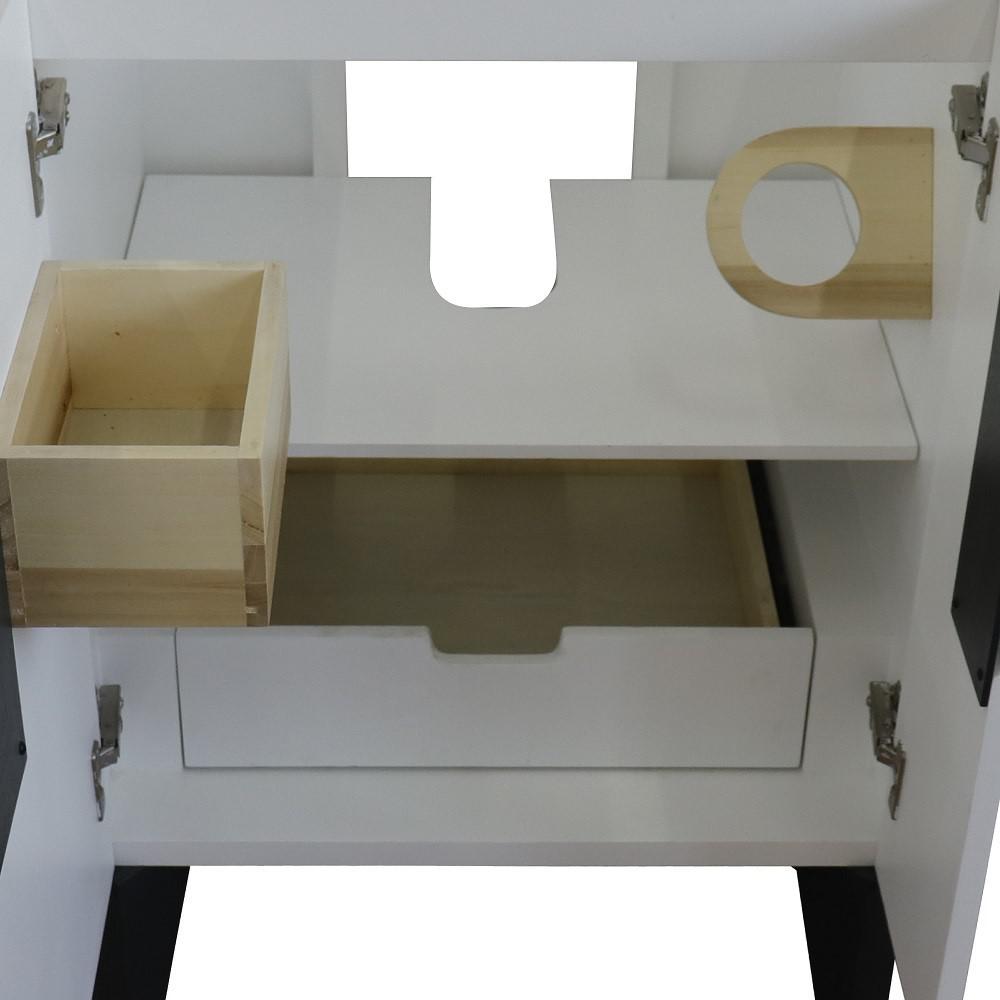 25 Single sink vanity in White finish with White quartz and oval sink. Picture 13