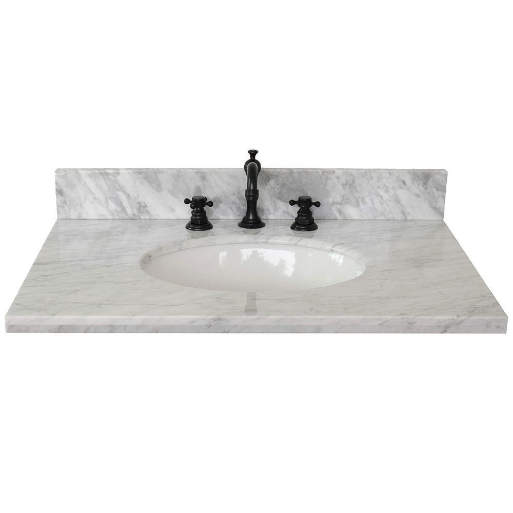 31 White Carrara marble top with oval sink. Picture 3