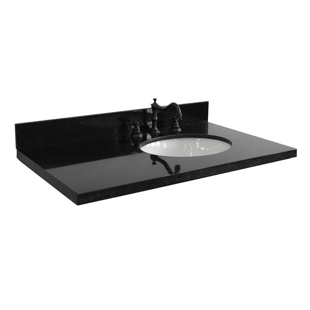 37 Black galaxy countertop and single oval right sink. Picture 2