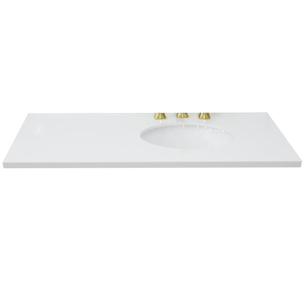 43 White quartz countertop and single oval right sink. Picture 3