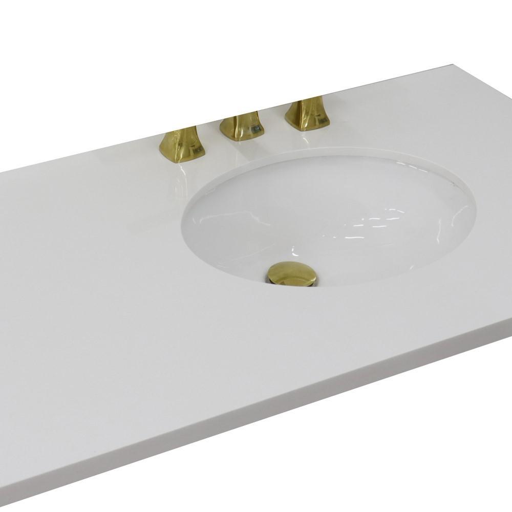 43 White quartz countertop and single oval right sink. Picture 1