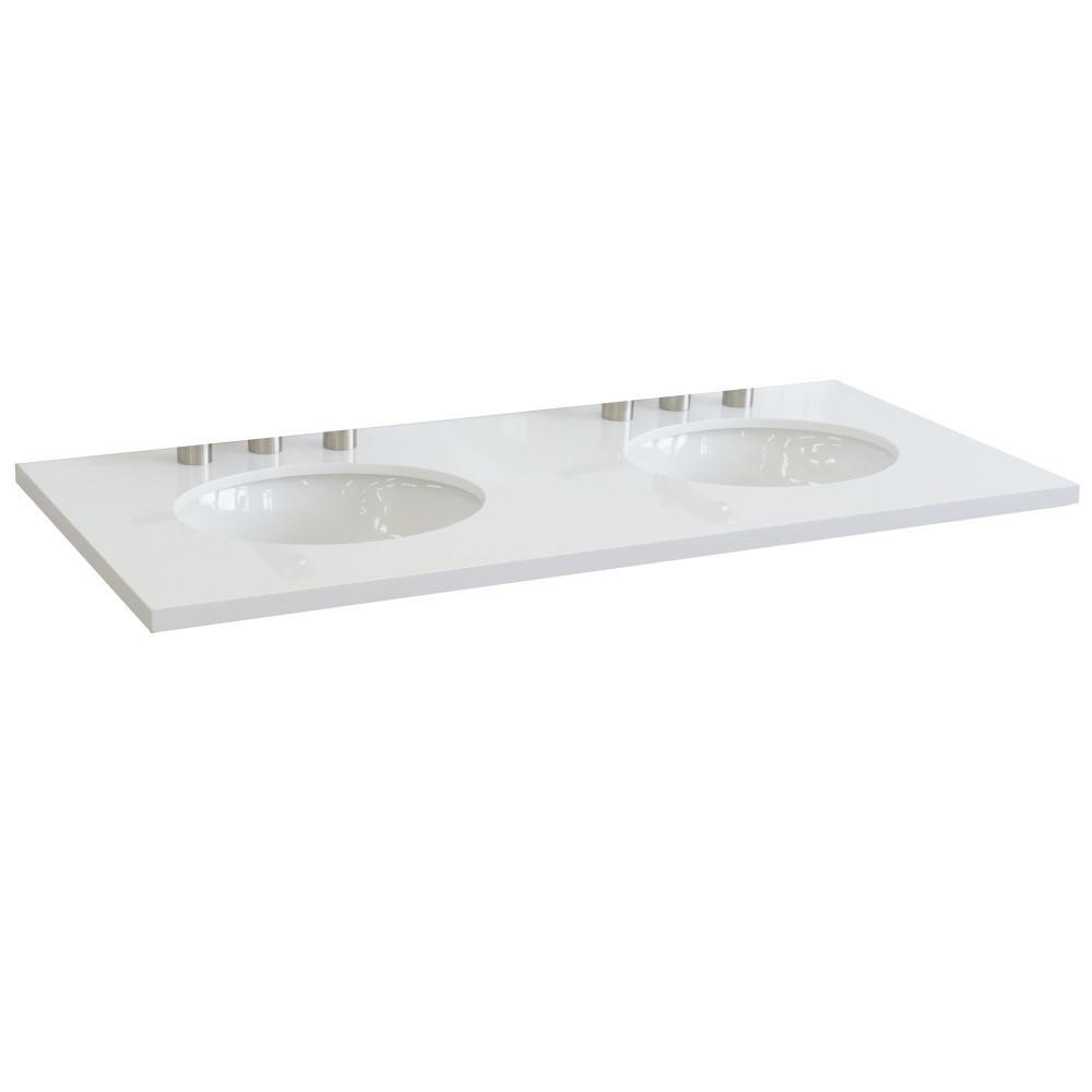 49 White quartz countertop and double oval sink. Picture 2