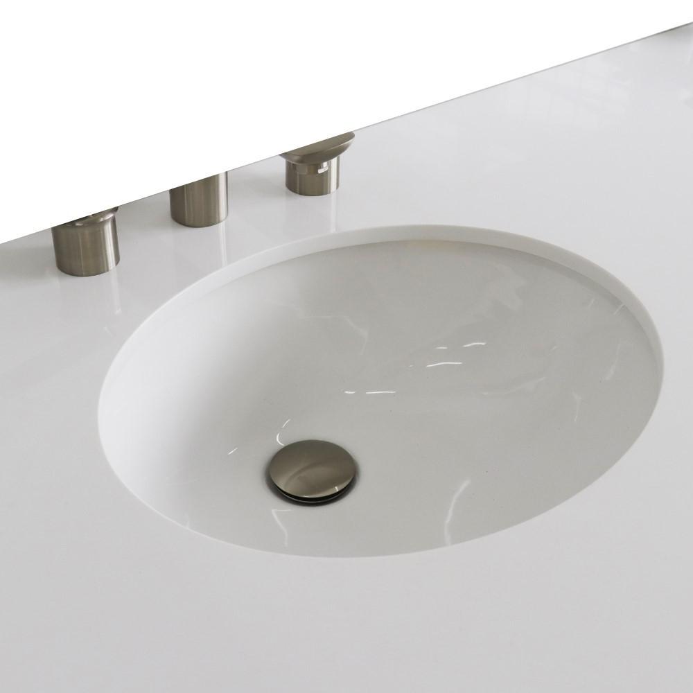 61 White quartz countertop and double oval sink. Picture 3