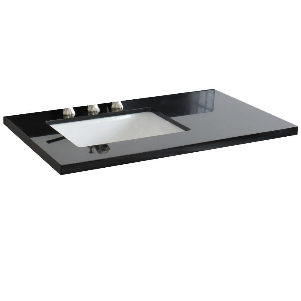 37 Black galaxy countertop and single rectangle left sink. Picture 2