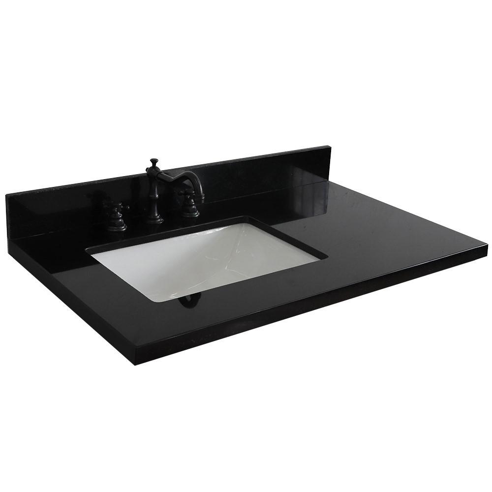 37 Black galaxy countertop and single rectangle left sink. Picture 4