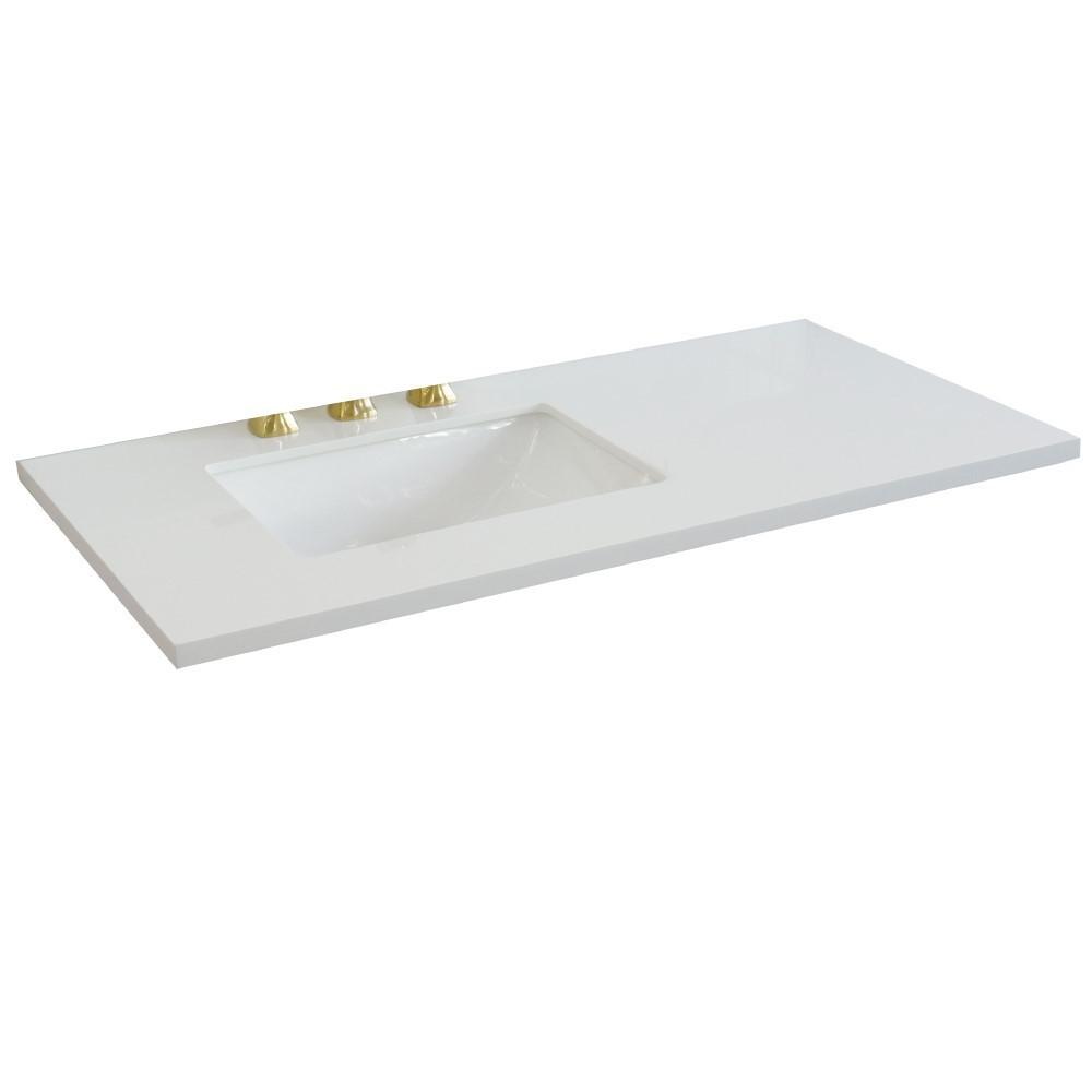 43 White quartz countertop and single rectangle left sink. Picture 1