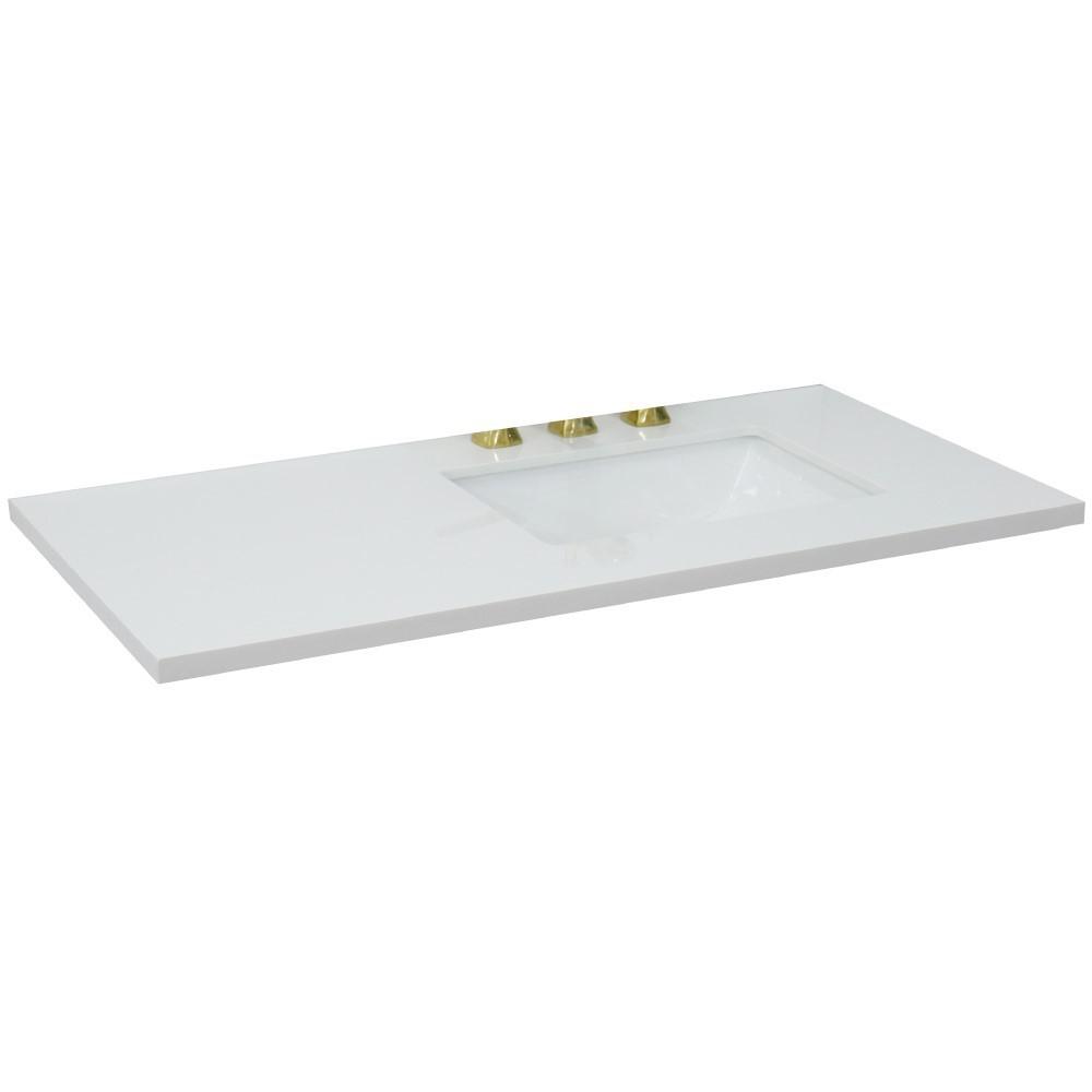 43 White quartz countertop and single rectangle left sink. Picture 6