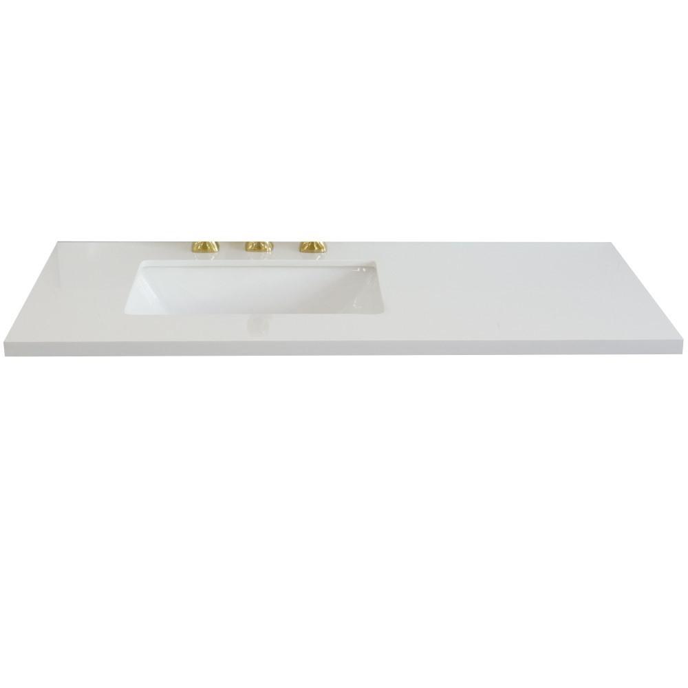 43 White quartz countertop and single rectangle left sink. Picture 8