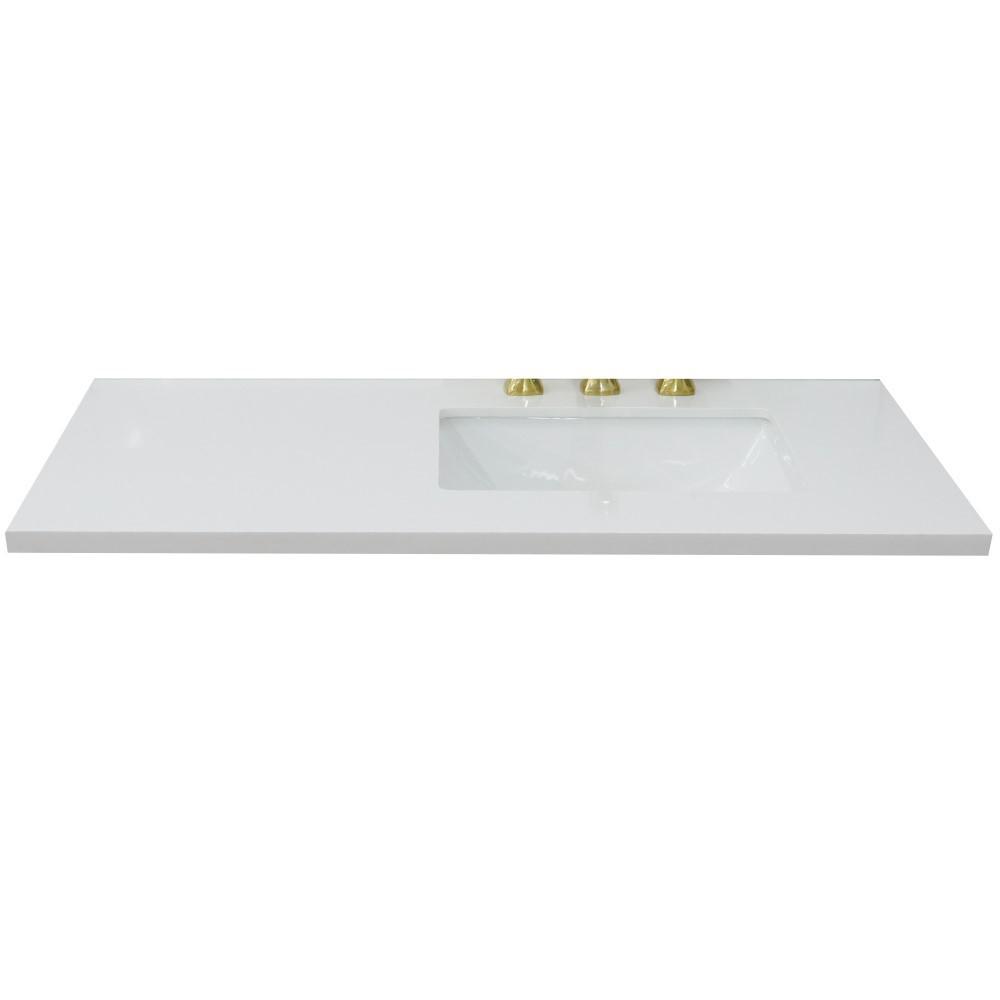 43 White quartz countertop and single rectangle right sink. Picture 1
