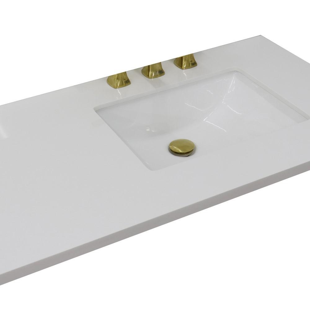43 White quartz countertop and single rectangle right sink. Picture 3
